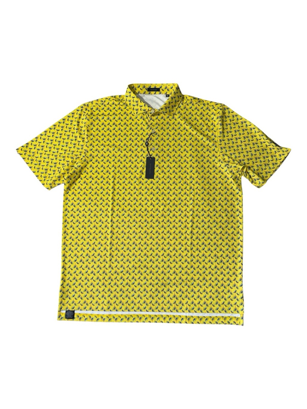 NEW Turtleson mens XL yellow blue floral performance golf polo shirt NWT